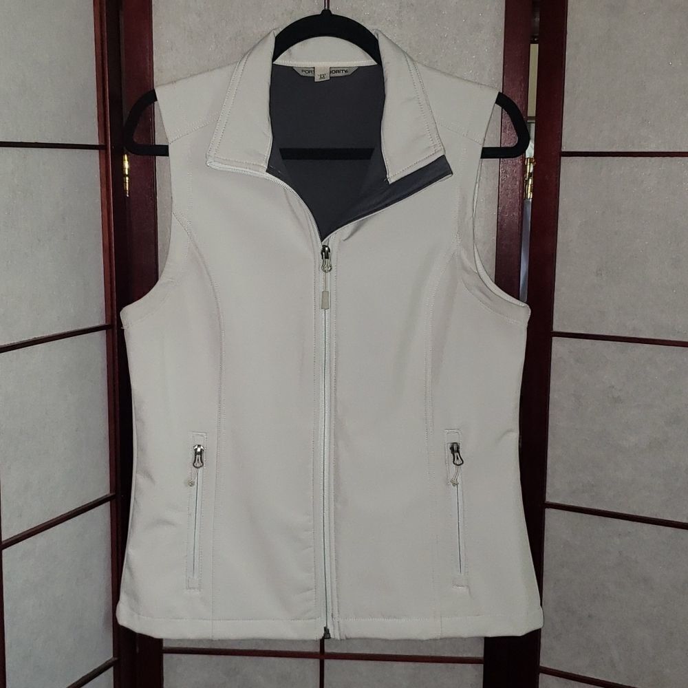 Port Authority White Medium Sleeveless Vest Jacket